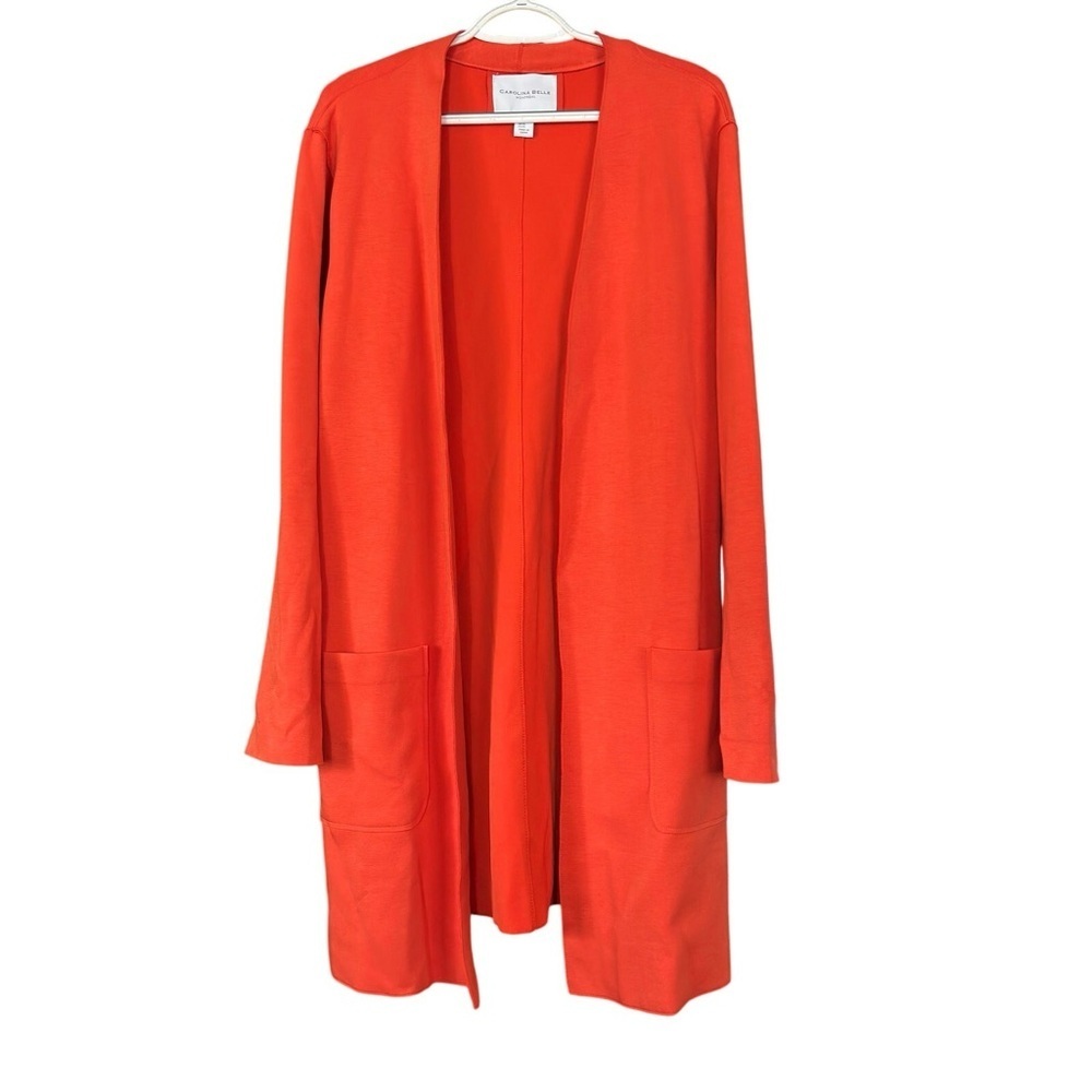 Carolina Belle Montreal Coral Orange Long Sleeve Duster Jacket Size Medium